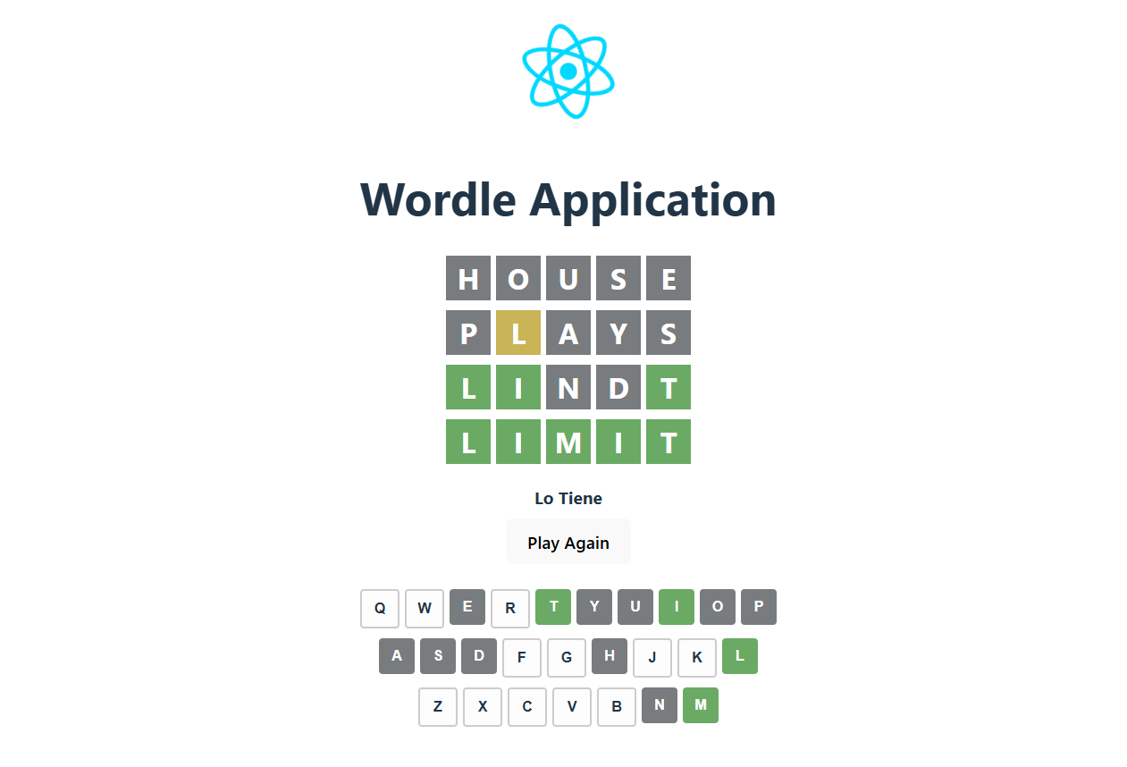 React Wordle App Sample Image